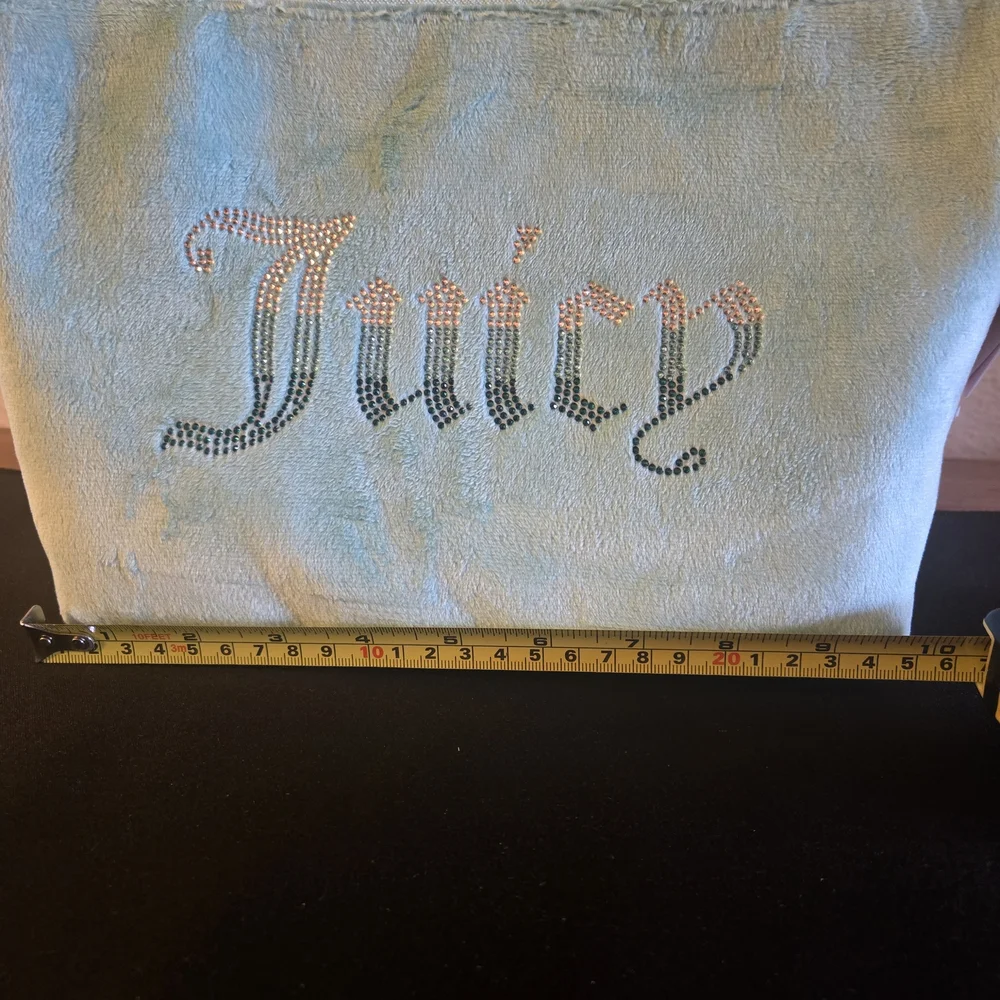 Juicy Couture Blue Cosmetic Bag w/ clear Juicy bottle. (Large Make-up‎ Bag)